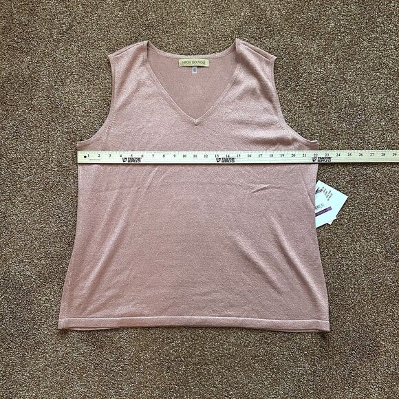 Tank Top Women’s 2X Pink Shimmery Sleeveless Knit Pullover NWT - Picture 7 of 8